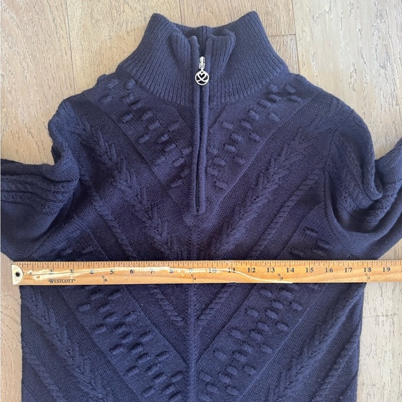 Daily Sports Womens Half Zip Knit Sweater Navy Blue Medium - Picture 3 of 5